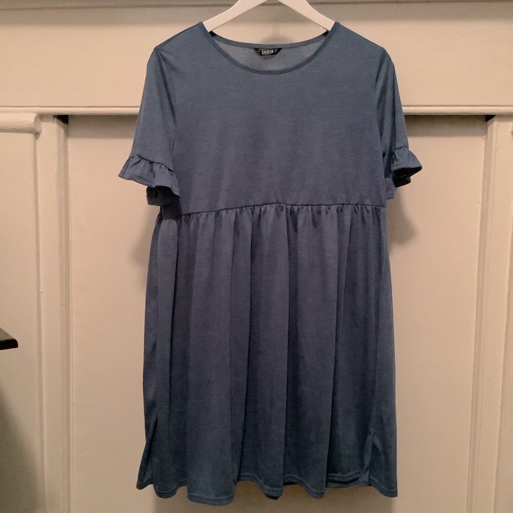 Heather Knut Ruffle Cuff Smock Dress